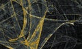 Digital yellow gray black mosaic of pentagons creating abstract wavy texture with accents of color.