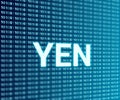 Digital yen word isolated on digital background with 3d background Royalty Free Stock Photo