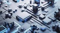 Digital Zenith: 3D Rendered Data Technology Icon on White