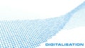 Digitalisation. Binary digital stream. Vector graphics