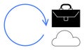 Business Process Cycle with Cloud Computing and Briefcase Symbol for Workflow Management Royalty Free Stock Photo
