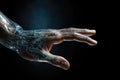 Finger Pushes Touch Screen Button and Activates Futuristic Artificial Intelligence. AI Generated