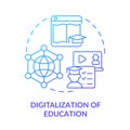 Digitalization of education blue gradient concept icon