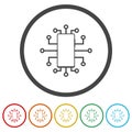 Digitalization Icon. Set icons in color circle buttons
