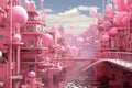 Digitalized Pink digital city. Generate Ai