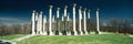 Digitally altered, high contrast image of the historic National Capitol Columns at the National Arboretum Royalty Free Stock Photo