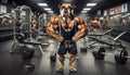 Muscular Bulldog in a Gym