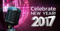 Digitally composite image of 3D 2017 new year message with microphone Royalty Free Stock Photo