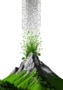 A digitally conceptualized mountain composed of lush greenery at Royalty Free Stock Photo