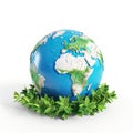 Cracked Earth Globe Surrounded by Lush Green Foliage: A Symbol of Environmental Conservation Royalty Free Stock Photo