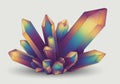 A digitally created image of a cluster of crystals with a gradient from purple to yellow. Royalty Free Stock Photo
