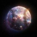 A digitally created image depicting a baseball with a cosmic twist. The spherical Royalty Free Stock Photo
