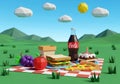 A digitally created image depicting a low-poly style picnic scene Royalty Free Stock Photo