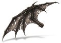 A digitally created image of a dragon wing, featuring a dark, leathery texture with numerous holes Royalty Free Stock Photo