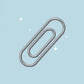 A digitally created image features a large silver paperclip against a light blue Royalty Free Stock Photo
