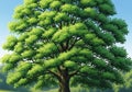 A digitally created image of a large, lush tree with a symmetrical Royalty Free Stock Photo