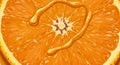 A digitally created image of an orange slice, featuring vivid orange segments and a Royalty Free Stock Photo