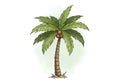 A digitally created image of a palm tree features a curved trunk and a crown of green fronds Royalty Free Stock Photo