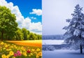 The stark differences in color and atmosphere between the two Royalty Free Stock Photo