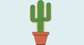 A digitally created image of a stylized cactus in a terracotta pot. The cactus has three upright Royalty Free Stock Photo