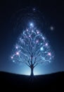 A digitally created image of a tree with glowing branches against Royalty Free Stock Photo
