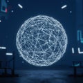 A digitally created scene features a geometric sphere composed of interconnected Royalty Free Stock Photo