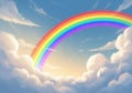 A digitally created scene features a vivid rainbow arcing across a Royalty Free Stock Photo