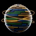 A digitally created spherical object composed of multicolored Royalty Free Stock Photo