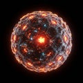 A digitally created spherical object features a complex lattice structure, illuminated Royalty Free Stock Photo
