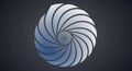 A digitally created spiral design features interlocking curved blades, forming a Royalty Free Stock Photo