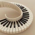 A digitally created spiral sculpture of piano keys, resembling a MÃ¶bius strip. The keys Royalty Free Stock Photo