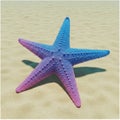 A digitally created starfish with a gradient color scheme of pink to blue rests on a Royalty Free Stock Photo