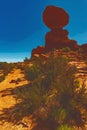 Digitally created watercolor painting of Balanced Rock in Arches National Park, Utah, USA. Royalty Free Stock Photo