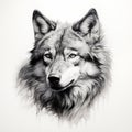 Hyper-realistic Black And White Wolf Head Illustration Royalty Free Stock Photo