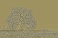 Digitally embossed image of a bare Oak tree Quercus