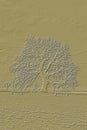 Digitally embossed image of a bare Oak tree Quercus o