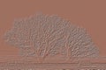 Digitally embossed image bare Oak trees Quercus on a winter`s day