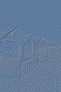 Embossed image of the beach huts at West Mersea, Essex, England