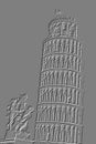 Digitally embossed image of the Leaning Tower of Pisa