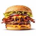 Digitally Enhanced Bacon Cheeseburger: A Hyper-realistic Cabincore Delight Royalty Free Stock Photo