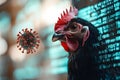 Tech-Infused Poultry: Digital World Collides with Viral Threat in Futuristic Concept Generative AI Royalty Free Stock Photo