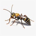 Realistic Rendering Of Yellow And Black Wasp On White Surface