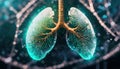 A digitally enhanced illustration of lungs, showcasing advanced bioengineering.