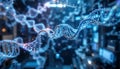 Illuminated DNA Helix in a Technological Setting Royalty Free Stock Photo