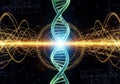 A digitally enhanced image features a stylized DNA double helix at Royalty Free Stock Photo