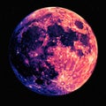 A digitally enhanced image of the Moon, showcasing artificial colors in shades of Royalty Free Stock Photo