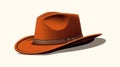 Digitally Enhanced Orange Cowboy Hat Illustration On Beige Background