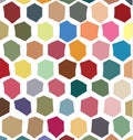 Digitally created, irregular hexagons based colorful pattern