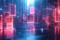 digitally floating abstract concepts in a neon-lit virtual space an open canvas for ideas to thrive