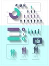 Digitally generated blue and purple business infographic